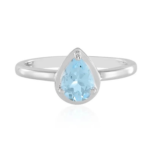AAA ANELLO in ARGENTO 925 placcato PLATINO con vero TOPAZIO NATURALE a GOCCIA - Foto 9 di 9