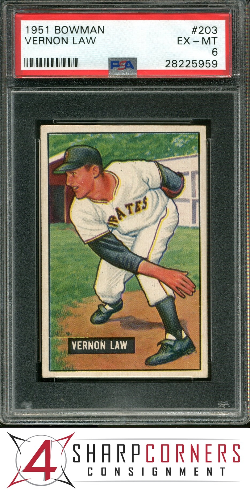 1951 BOWMAN #203 VERNON LAW RC PSA 6 SET BREAK