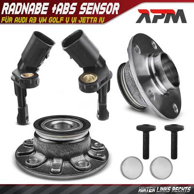2x Radnabe Radlager +2x ABS Sensor Hinten L+R für Audi A3 VW Golf V VI Jetta IV