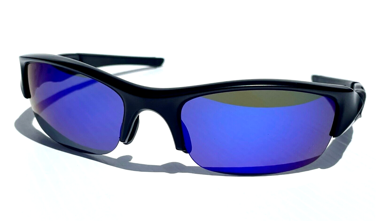 NEW Oakley FLAK JACKET Matte Black POLARIZED Galaxy Blue Lens