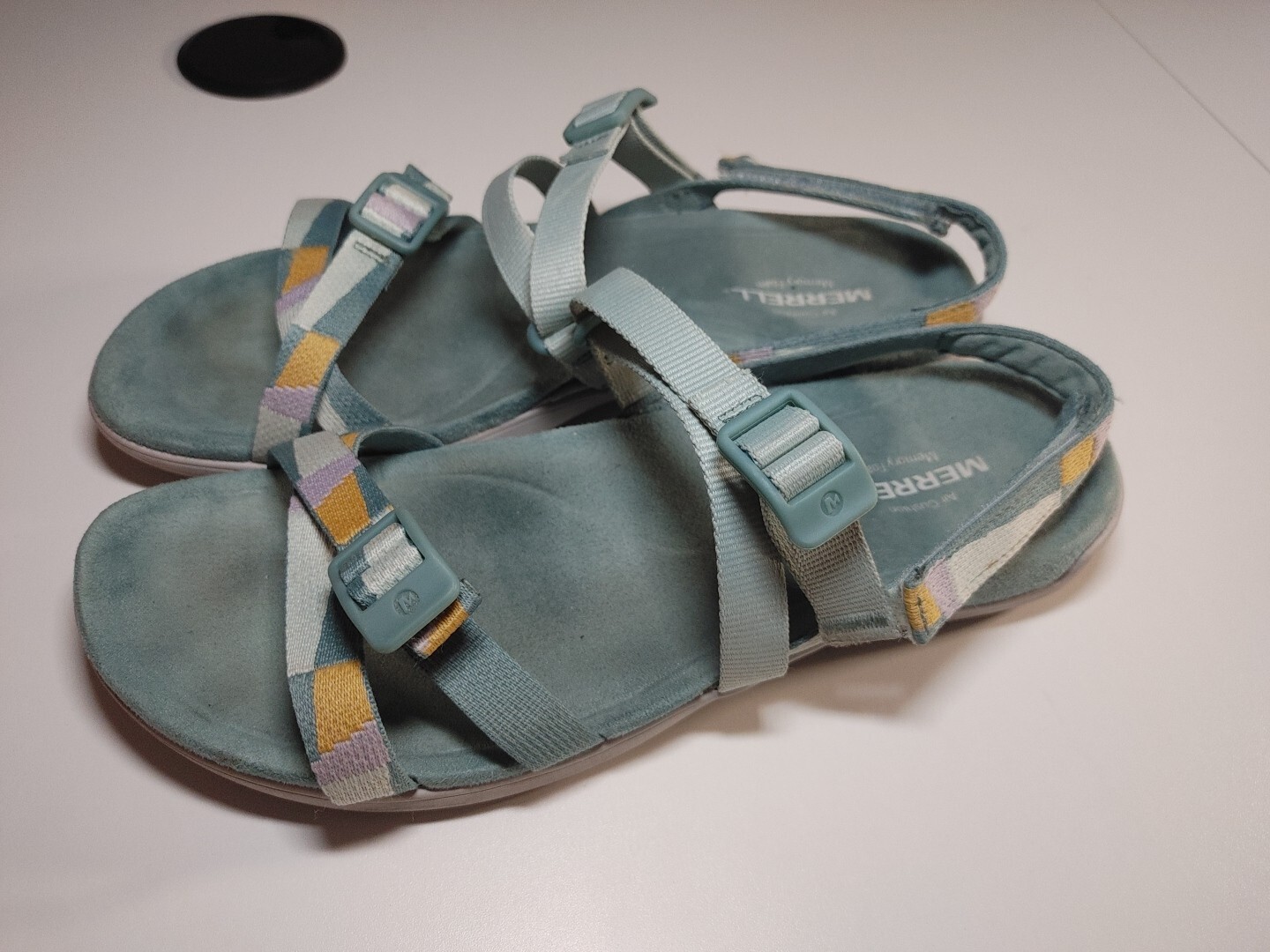 Sandali Merrell District 3 Wrap Web donna 9 M blu minerale con cinturino usati in ottime condizioni