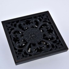 Black Oil Brass Carved Floor Drain 4" Square Washer Shower Waste Drainer shr064