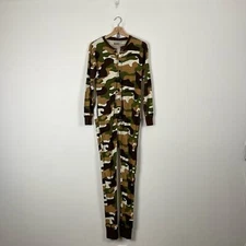 Lazy One Mens Camo One Piece Buck Naked Back Flap Button Down Stretch Pajamas