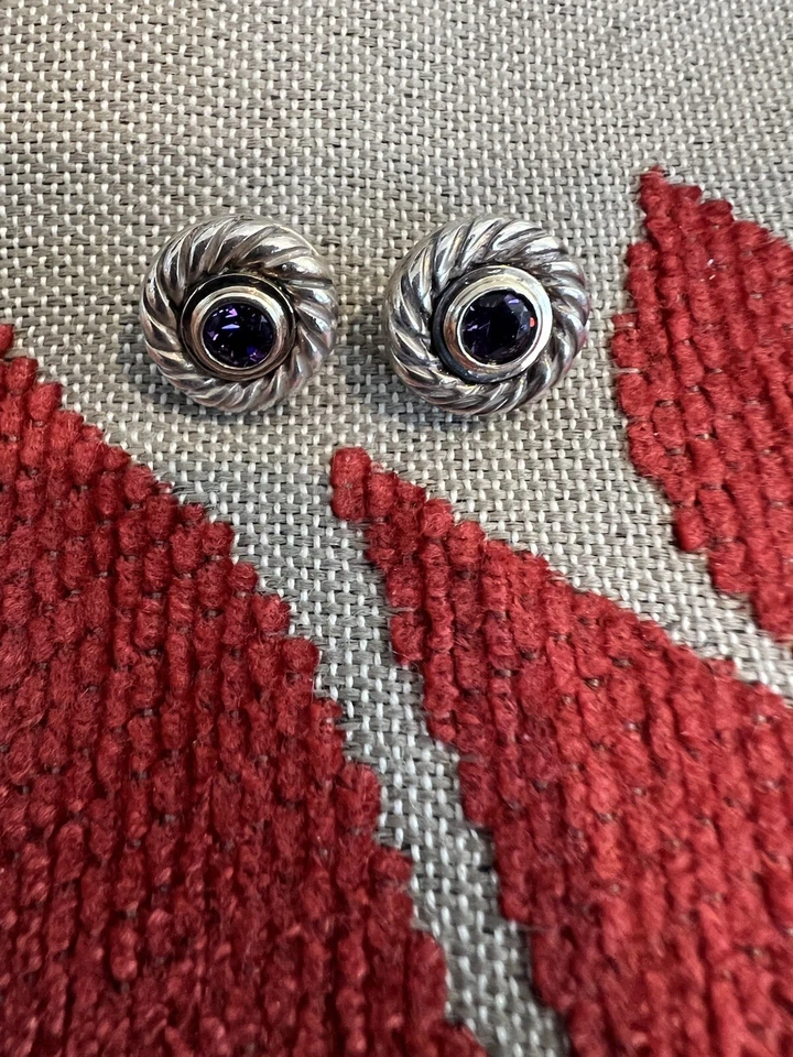 Aretes David Yurman Galleta Amatista en Plata de Ley 925, Oro 585 Foto 3 de 4