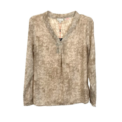 NWT Womens Size Medium The Limited Tan Snakeskin Print V-Neck Blouse Top NEW