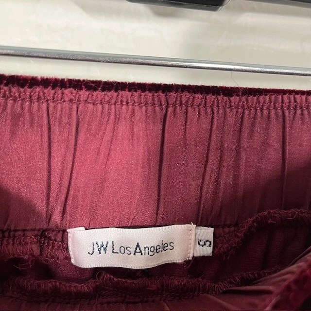 Pantalones Jogger Johnny Was Para Mujer Pequeños Terciopelo Bordado BOHO Borgoña Foto 3 de 4