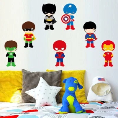 Kids Gift Superhero Large Wall Sticker Bat Man Iron Man Spider Decoration Party - image 1 of 3