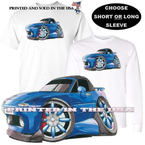 Mazda Miata MX-5 MX 5 MX5 cabriolet #2 bleu dessin animé art automobile T-shirt - Photo 1 sur 4