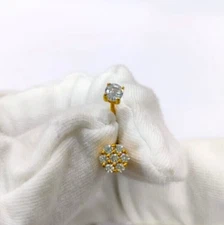 Round Cut Lab Grown Diamond Belly Button Piercing Ring Real 14K Yellow Gold