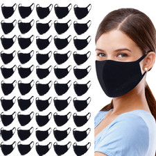 Black Face Mask Washable Reusable Cotton Safety Protection 1/3/5/10/25 50/100