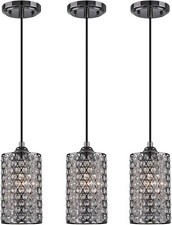 Crystal Pendant Light 3-Pack 1-Light Antique Nickel Kitchen Island