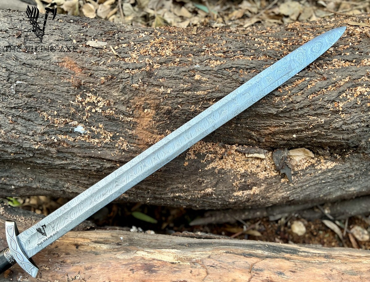 Épée Viking Damas Forgée à La Main - Reproduction Légendaire D'Offa Of Angel, Arme Médiévale Décorative