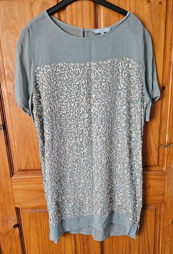 Next sage green tunic top with sequins size 12