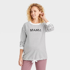Ingrid Isabel Maternity Sweatshirt Womens XXL Stripe MAMA Pullover Tie Waist