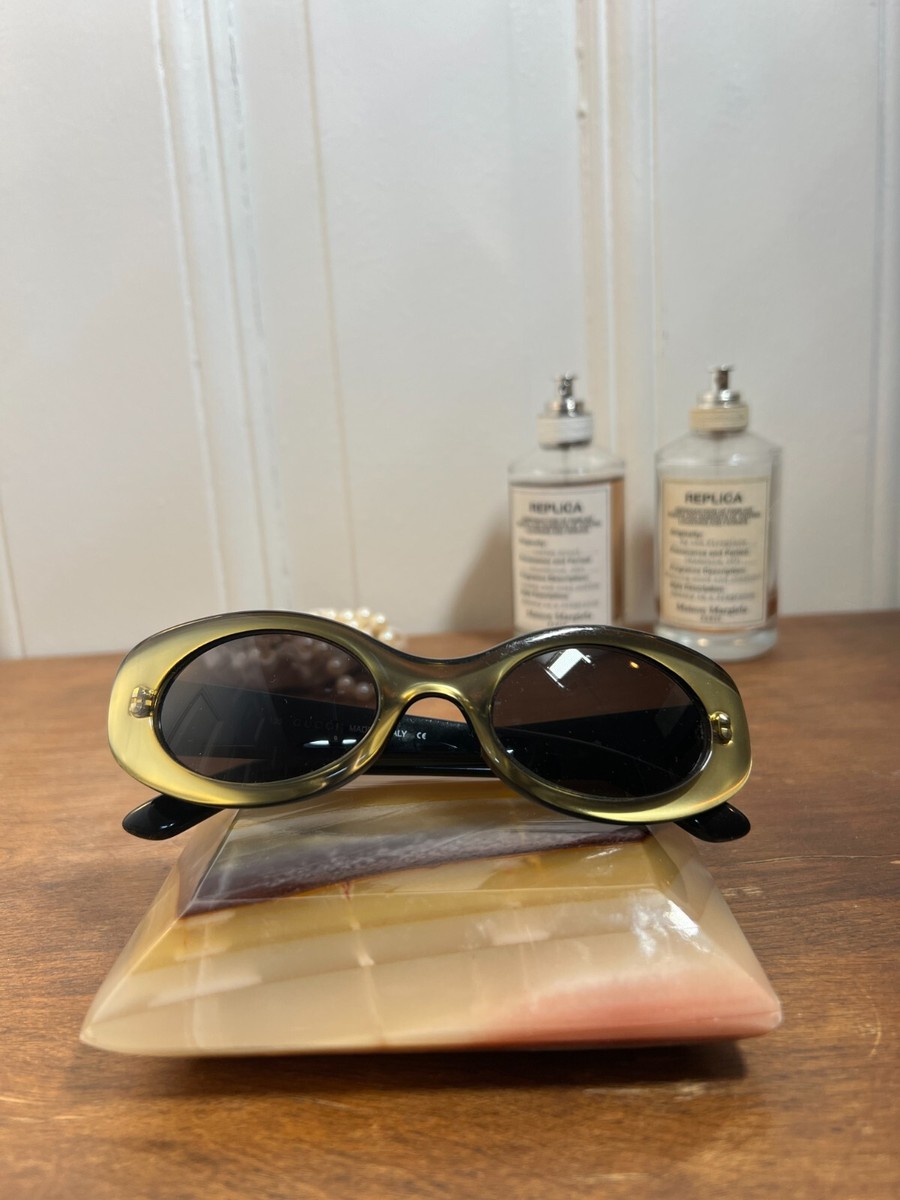 Gucci GG 2438 90's Oversized Bug-Eye Sunglasses with Green