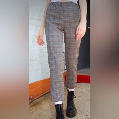 Brandy Melville High Rise Tilden Pants - Black/Grey Houndstooth Plaid (0/24)