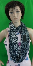 black/gray/white animal print spotted Infinity loop Scarf