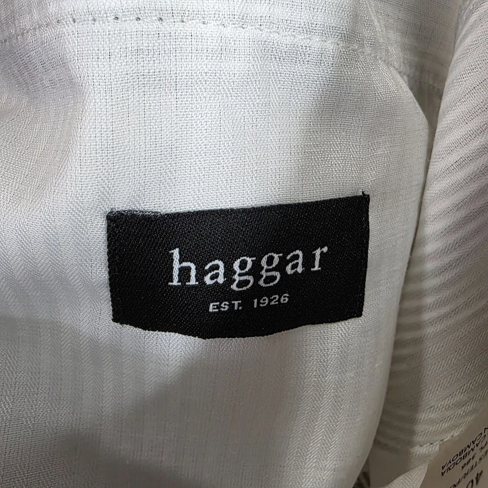 Pantalones cortos de golf chinos a rayas blancas y grises Haggar para hombre 10" entrepierna poliéster talla 40 Foto 4 de 4