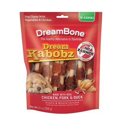 DreamBone Kabobz Chews 10 Ounce Rawhide Free Healthy Dog Treats with Vitamins