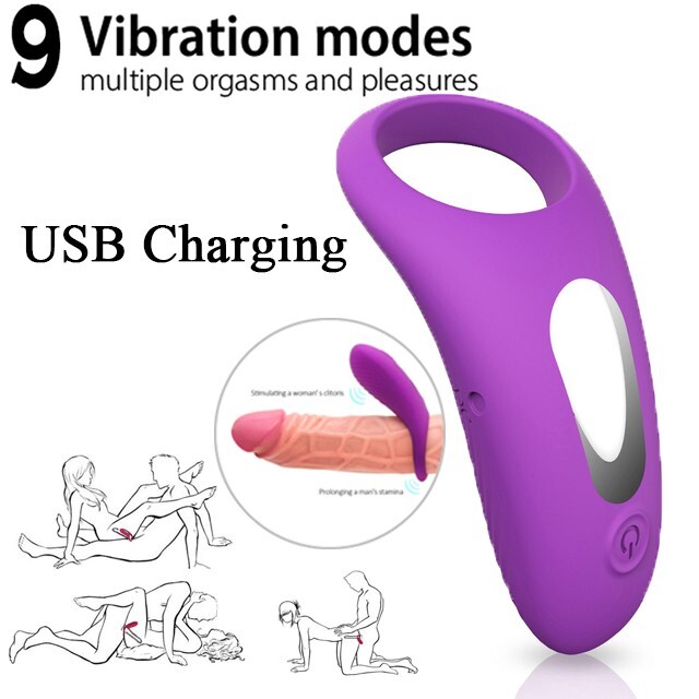 Rechargeable Vibrating Male Penis Enhancer Cock Ring Sex-toys for Men  Couples