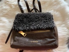 Italian Brown Via Repubblica Lambskin Fur Shearling Leather Suede Backback 