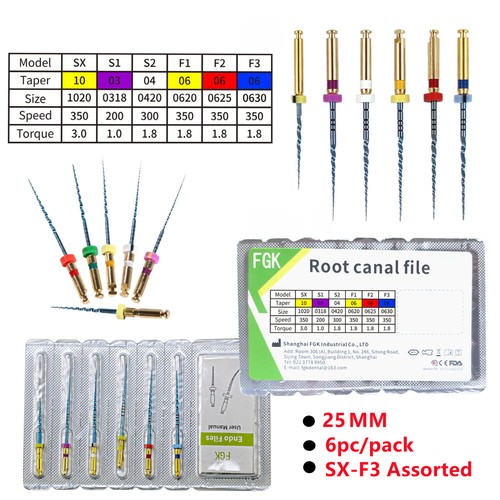 6PC Dental Endo Rotary Files Engine Use NITI Taper Root Canal Files SX-F3 25MM - Picture 9 of 10