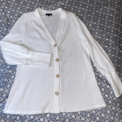 olivia blu Womens Blouse Color White Size Large Long Sleeves - Picture 11 of 11