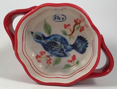New Anthropologie Nathalie Lete Francophile Red Ramekin Bleu Blue Bird Bowl Ebay