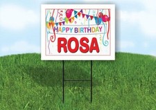 ROSA HAPPY BIRTHDAY BALLOONS 18 in x 24 in Yard Sign Road Sign with Stand