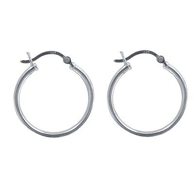 925 Sterling Silver 2mm Hoop Earrings 