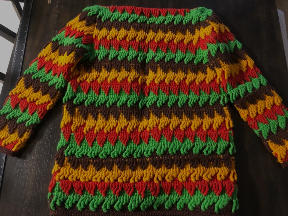 Chaqueta cárdigan crochet hilo hecho a mano multicolor Foto 4 de 4