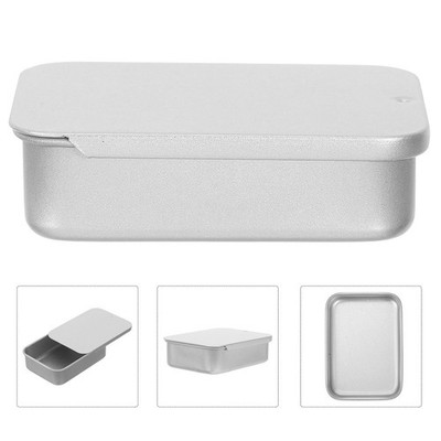 2 Pcs Tinplate Sliding Lid Storage Boxes Small Metal Containers for Trinkets