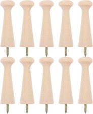 10PCS Wooden Shaker Peg Hooks Coat Pegs, 2.9 Inch Wall Mounted Screw-On Hooks wi