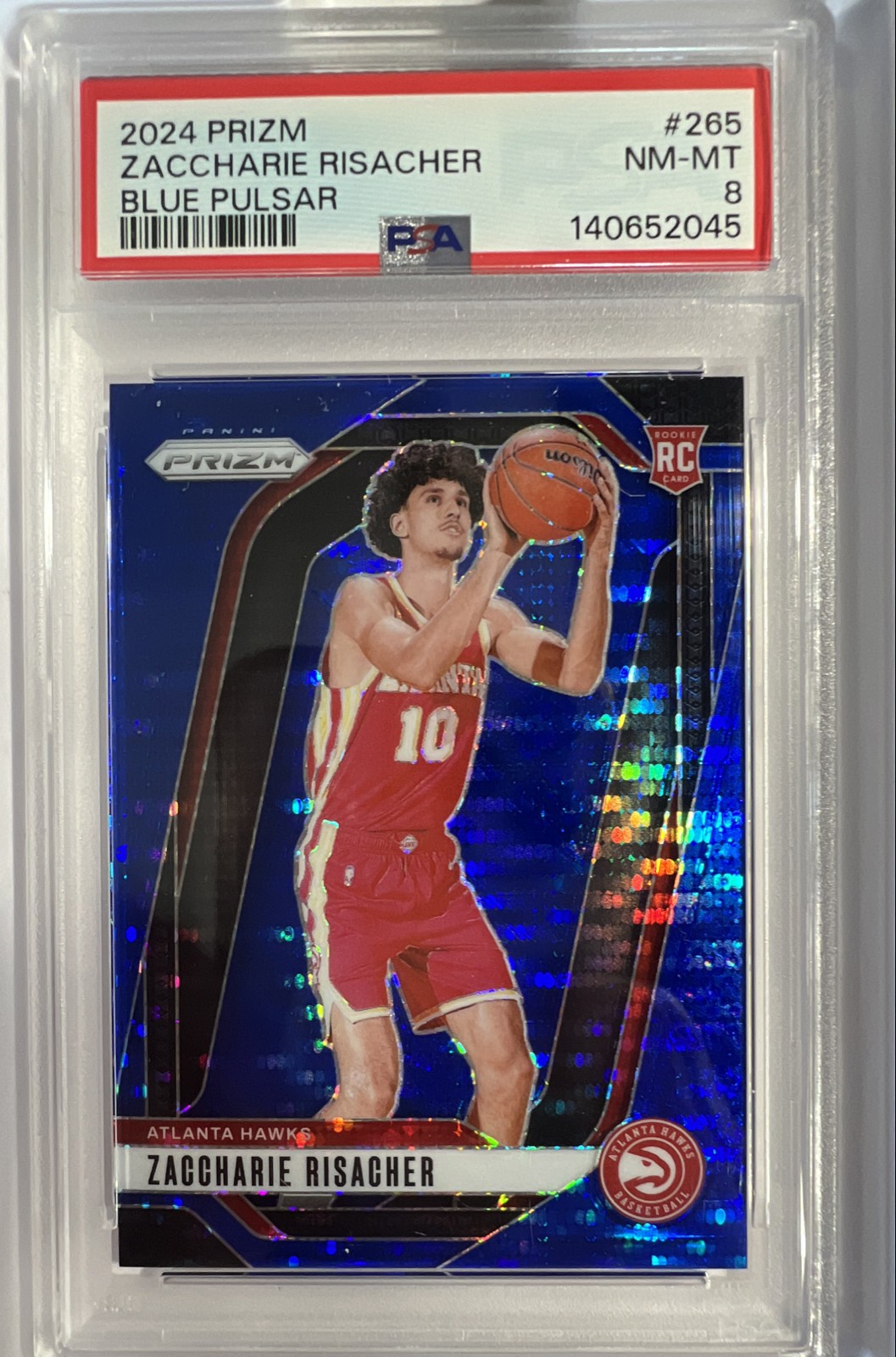 2024-25 Panini Prizm - Zaccharie Risacher #265 Blue Pulsar Prizm /99 (RC)