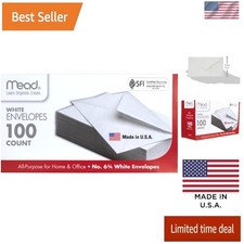Lightweight 100 Pack of White Security Envelopes 6-3/4 Inch for Everyday Mailing