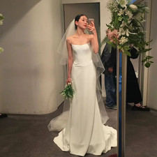 Wedding Dresses Spaghetti Strap A-Line Floor Length White Korea Bridal Gowns New