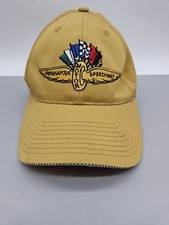 Vintage Indianapolis Motor Speedway Gold Tan Snap Back Baseball Hat Pre-Owned
