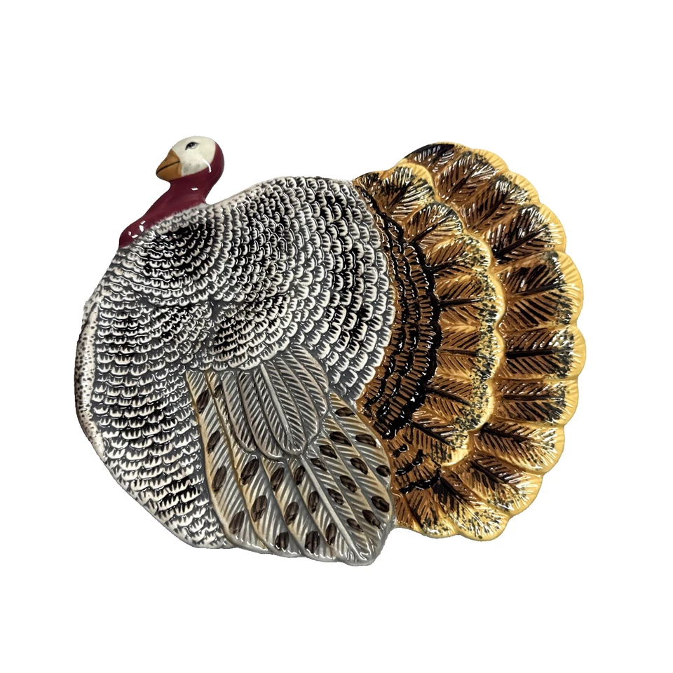 *Placa de pared/plato de bocadillo de cerámica de pavo de colección vacaciones de acción de gracias Foto 2 de 4