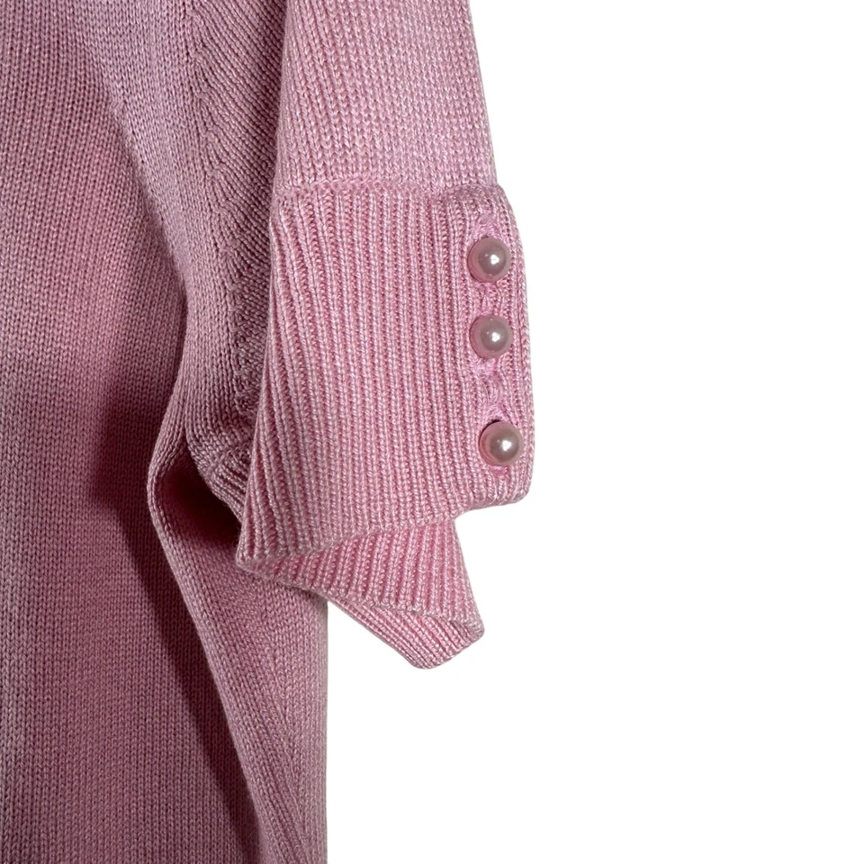 Cárdigan para mujer Express Design Studio rosa seda cachemir mangas cortas talla L Foto 4 de 4