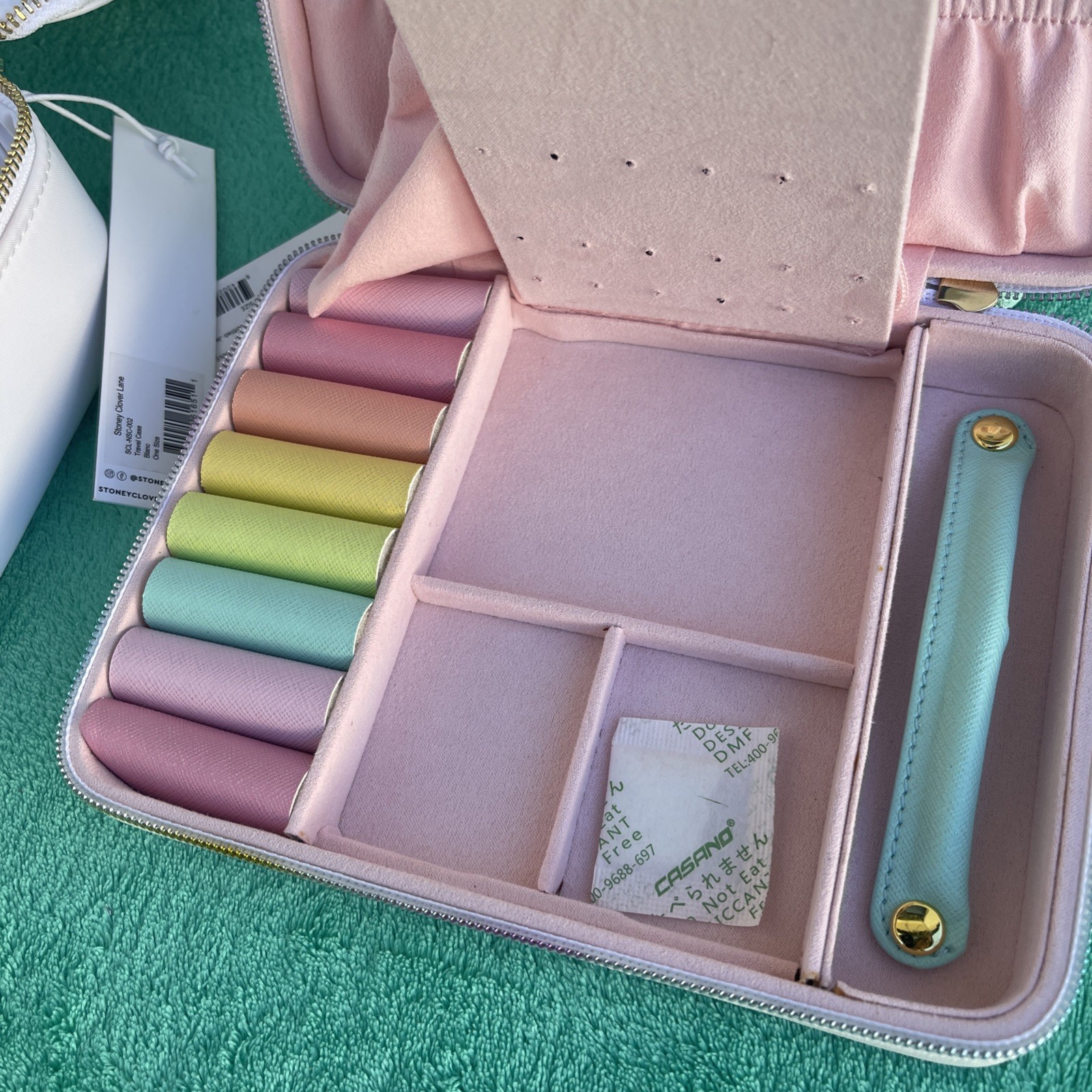 Two Stoney Clover Lane Travel Cases, Jewelry Box, 2 White Zip Cases