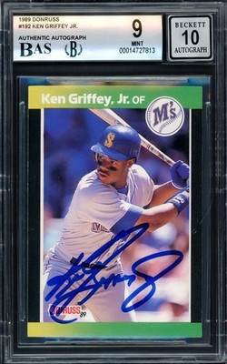 Ken Griffey Jr. Signed 1989 Donruss RC 192 Mariners BGS 9 Auto 10 Beckett
