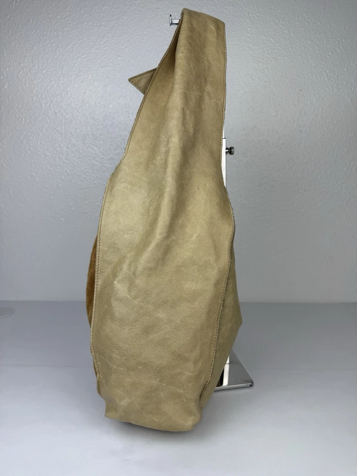 ARCADIA Brown Slouchy Suede Leather Butterfly Hobo Shoulder Bag Y2K READ - Image 4 of 4