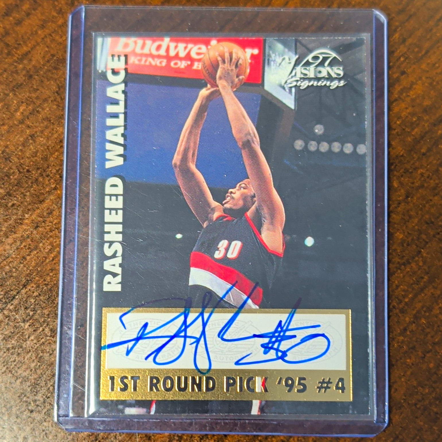 1997 Score Board Visions Signings Rasheed Wallace Trail Blazers Auto Insert #4