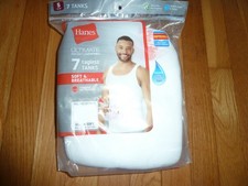 HANES Shirt Mens Small White 7-Pack Tank Top wicking Ultimate Tagless Tanks