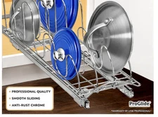 Pull Out Pot Lid Organizer Rack Sliding Storage Cabinet Holds 18 Lids Heavy Duty