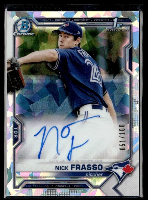 2021 Bowman Chrome Prospect Autographs Atomic Refractor Nick Frasso Auto 051/100