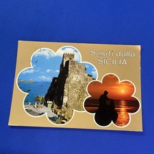 SALUTI DALLA SICILIA SOUVENIR PANORAMA CARTOLINA A COLORI