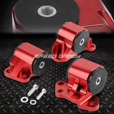 BILLET ALUMINUM 2-BOLT ENGINE MOUNT KIT EG EH/DC D15/D16 B16/B18 SWAP MOTOR RED