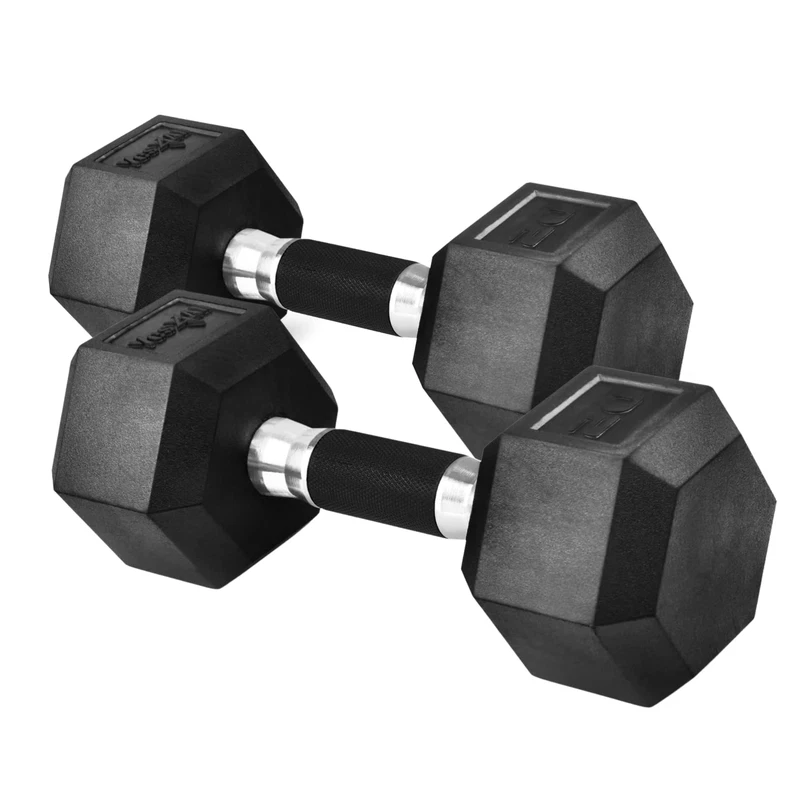 Yes4All 20 Lbs Pair Rubber Encased Exercise Fitness Hex Dumbbell Set Hand Weight