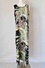 Vintage Tommy Bahama Silk Tropical Hawaii Maxi Shift Dress Sleeveless Green Sz.M